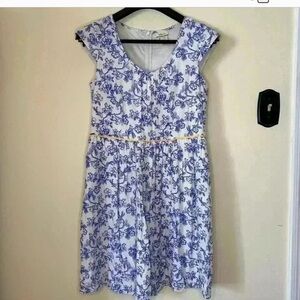Matilda Jane Blue & White Floral & Bird Bluebell Dress Size 4 worn once.